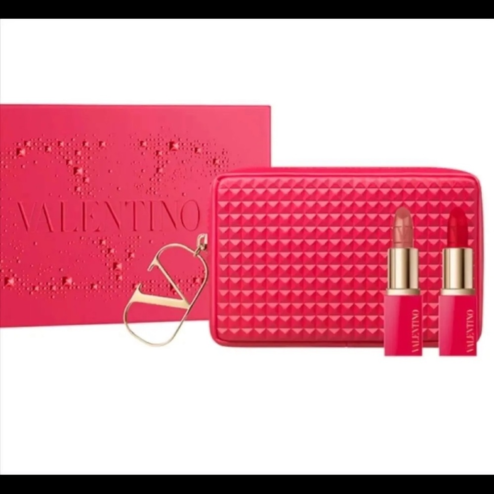 Valentino Lipstick Set MiniRosso Red Lipstick Set with Pouch